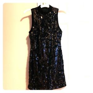 Black sequin high neck dress